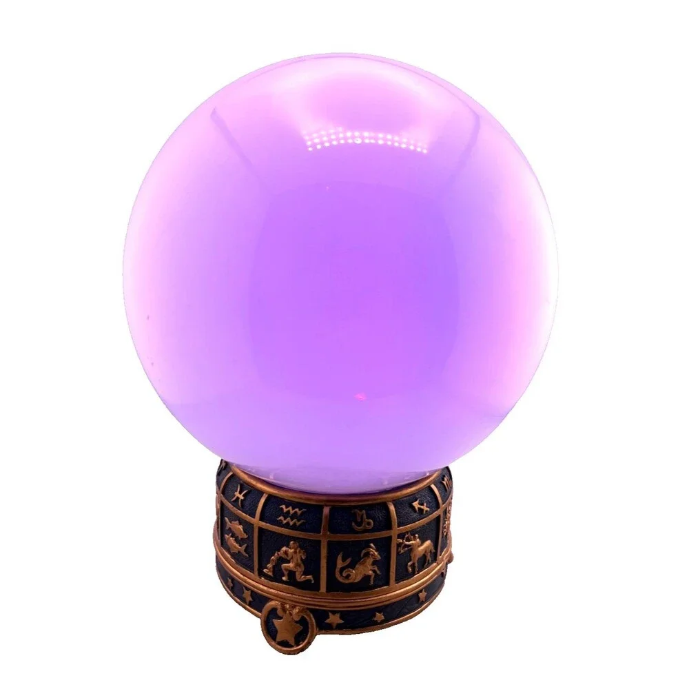 Spirit Tarot Light Up Crystal Ball Lamp Zodiac Astrology Celestial Halloween EUC